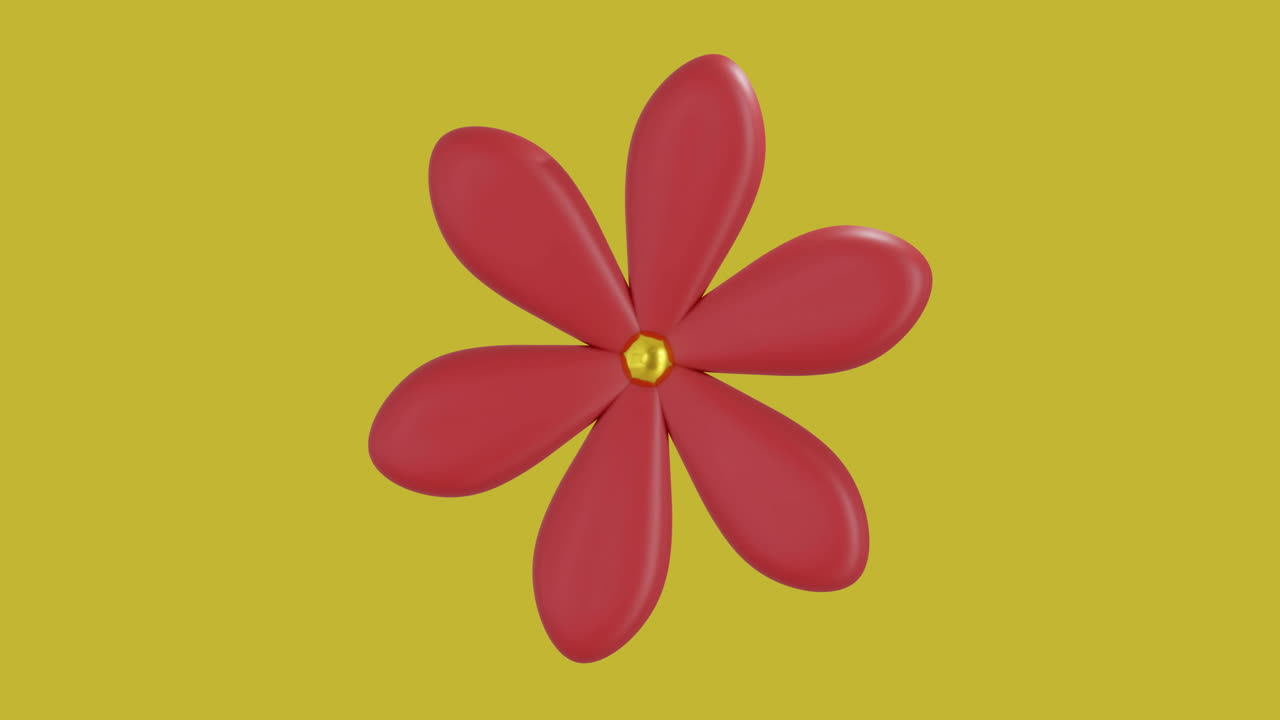 animación de flor roja china con espacio de copia en fondo amarillo