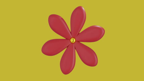 animation of chinese red flower with copy space on yellow background