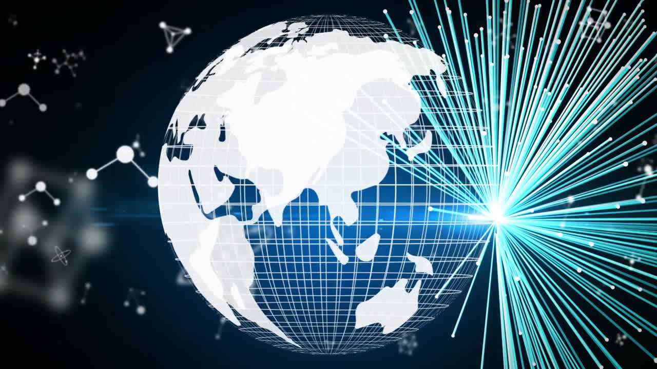 Animation of globe with molecules and network of connections