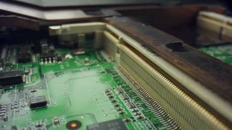 macro view of printed circuit board components