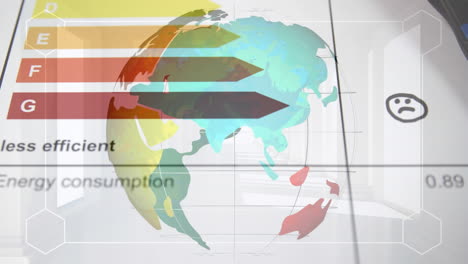 animation of digital interface data over globe