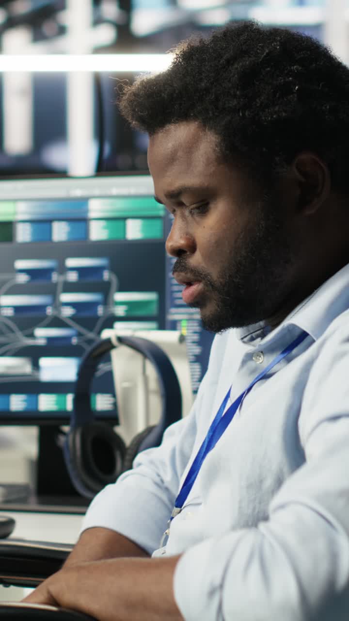 Vertical Video Engineer With Paraplegia In Data Center Annoyed By Slow Ai Node Tree Software