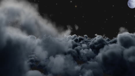 animation of moon and clouds moving on black background