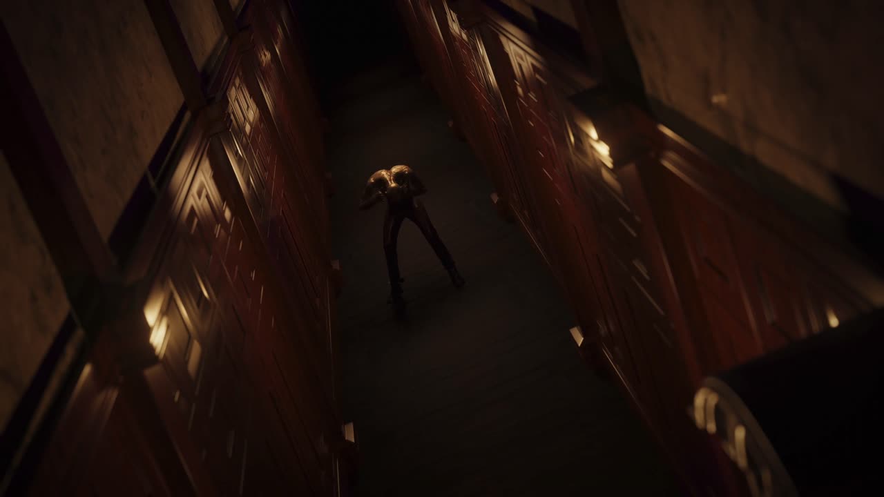 animación de un monstruo humano en un túnel oscuro siendo aturdido