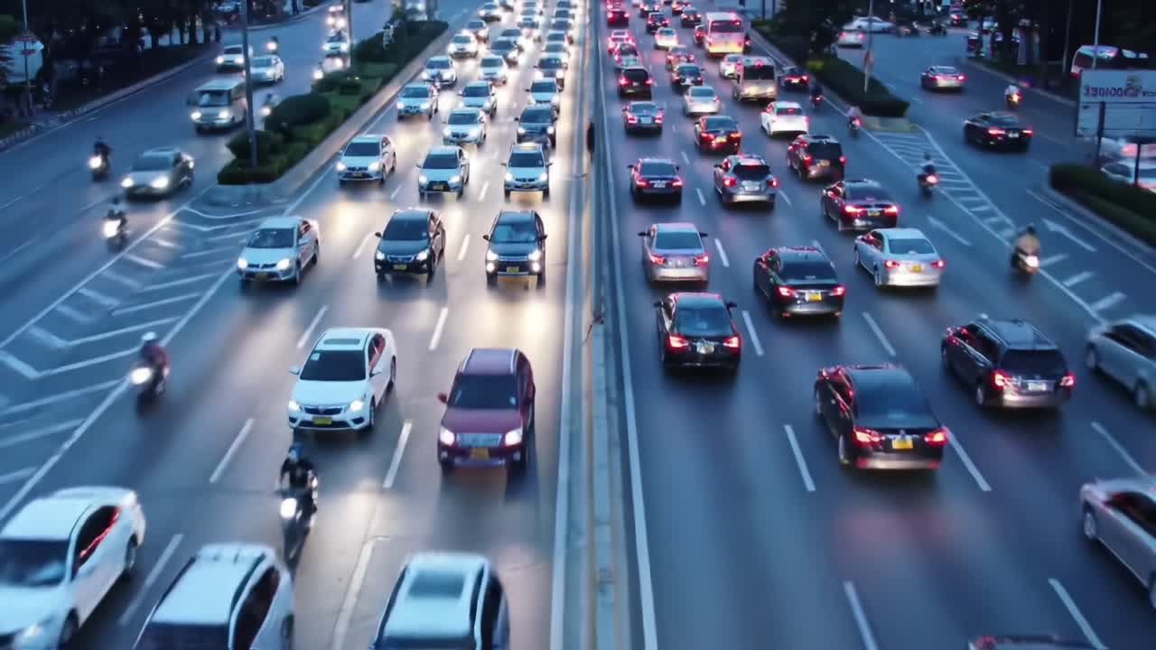 Night Traffic Jam in City