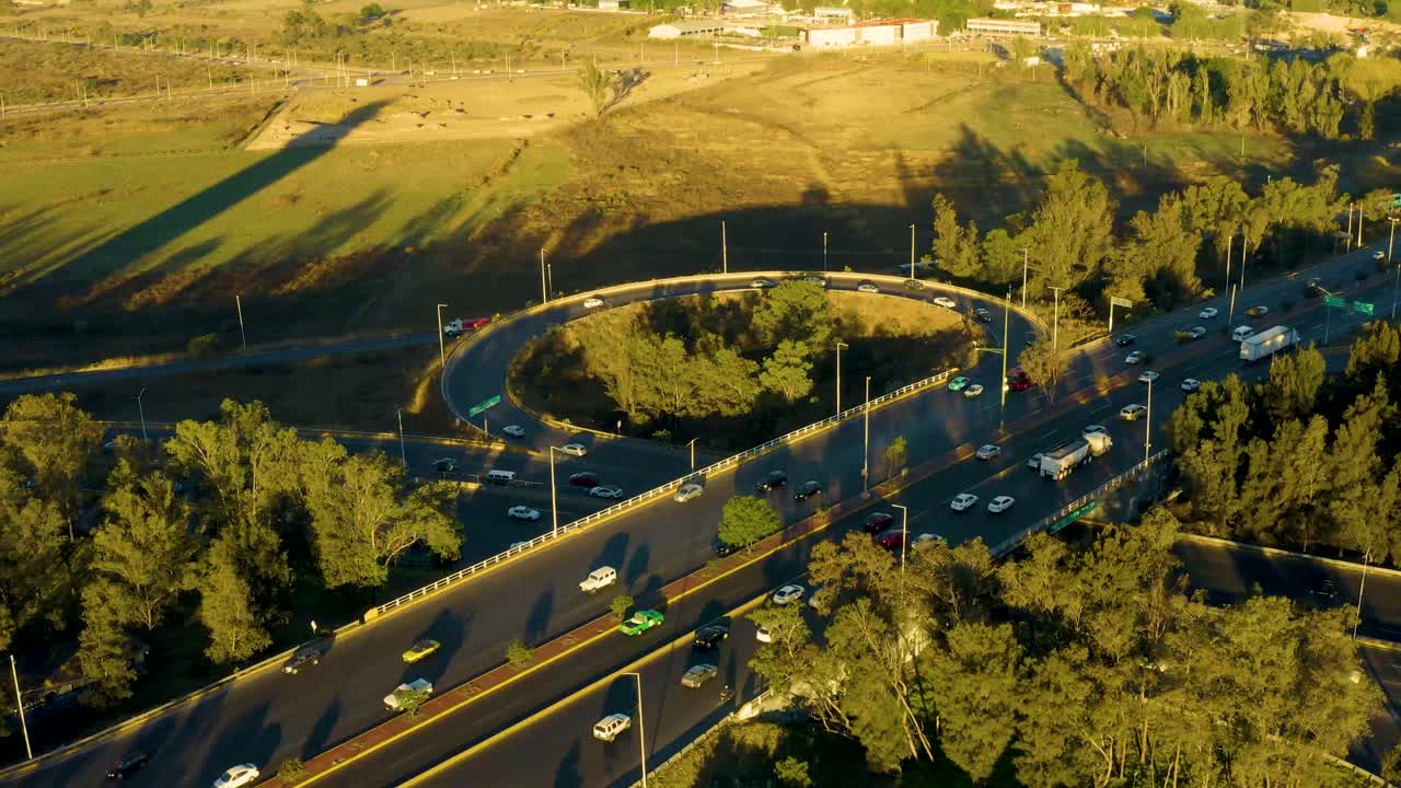 Drone shot of the junction at the Vallarta Avenue and the Periferico in Zapopan (Guadalajara), Jalisco, Mexico.