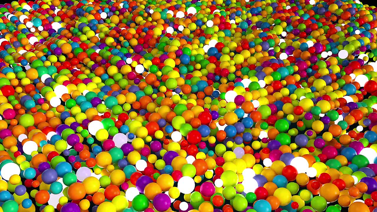 빛나는 색의 구의 무작위적인 언덕