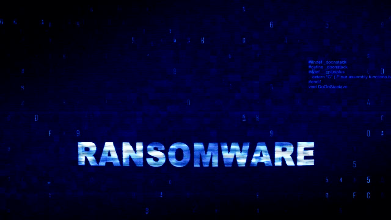 Ransomware  Text Digital Noise Twitch Glitch Distortion Effect Error Animation.