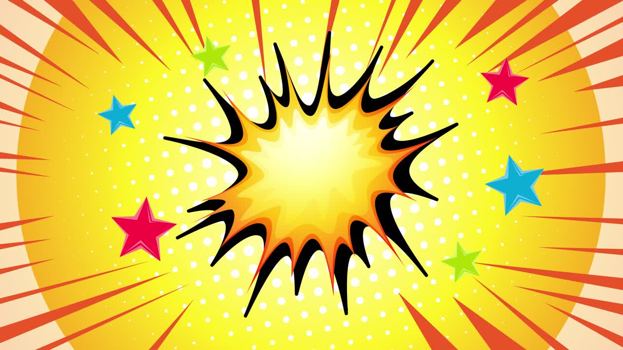 다채로운 스타버스트는 별들과 창하고 수축합니다.