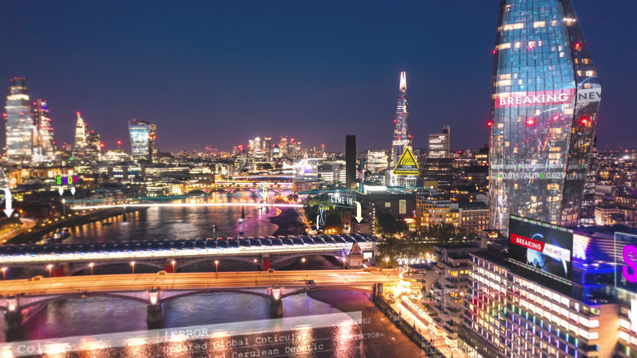 대도시의 야간 하이퍼랩스 샷