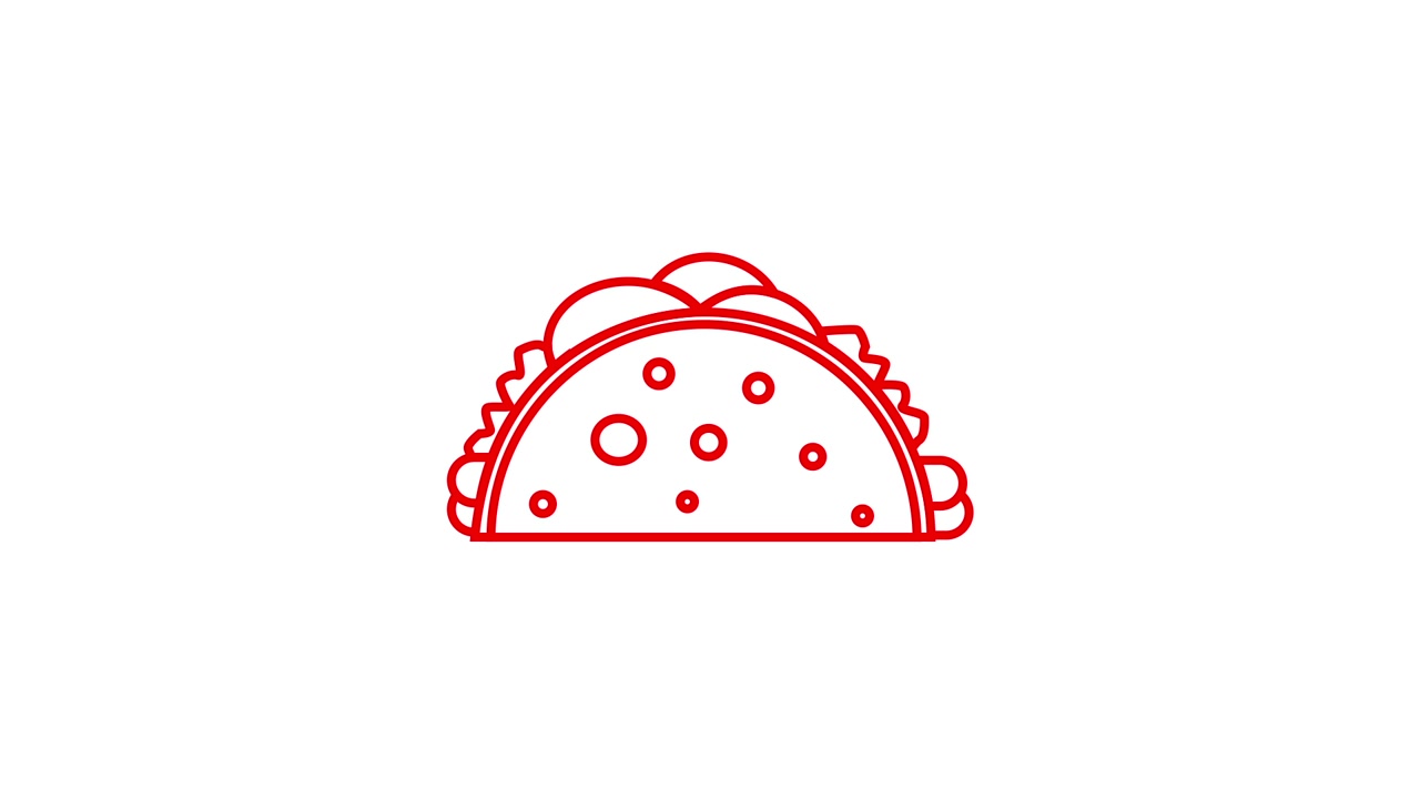 Desenho de Contorno Vermelho Animado de um Taco