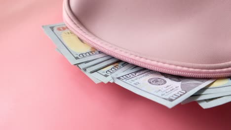 pink purse with us dollars