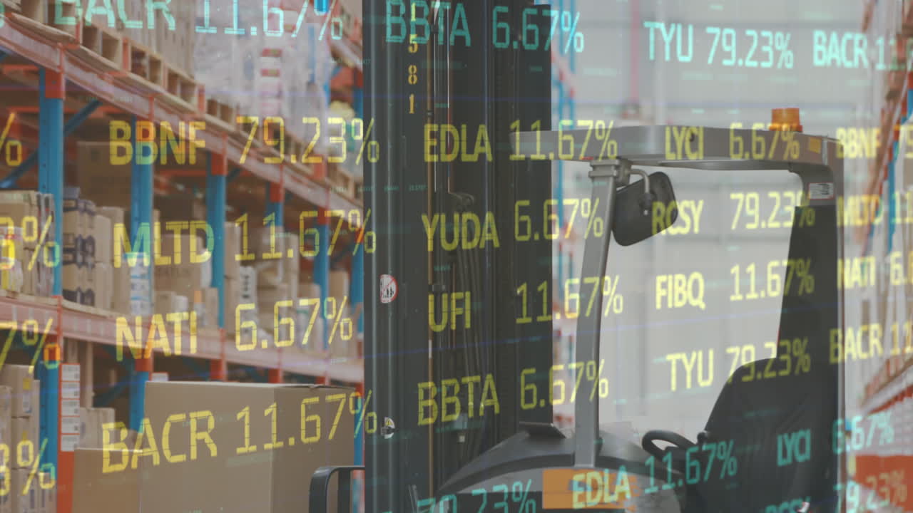 빈 창고 위에 주식 시장의 애니메이션