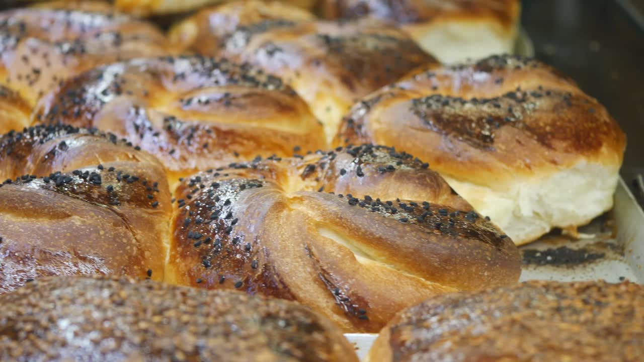 Close-up of Pastries with Black Sesame Seeds