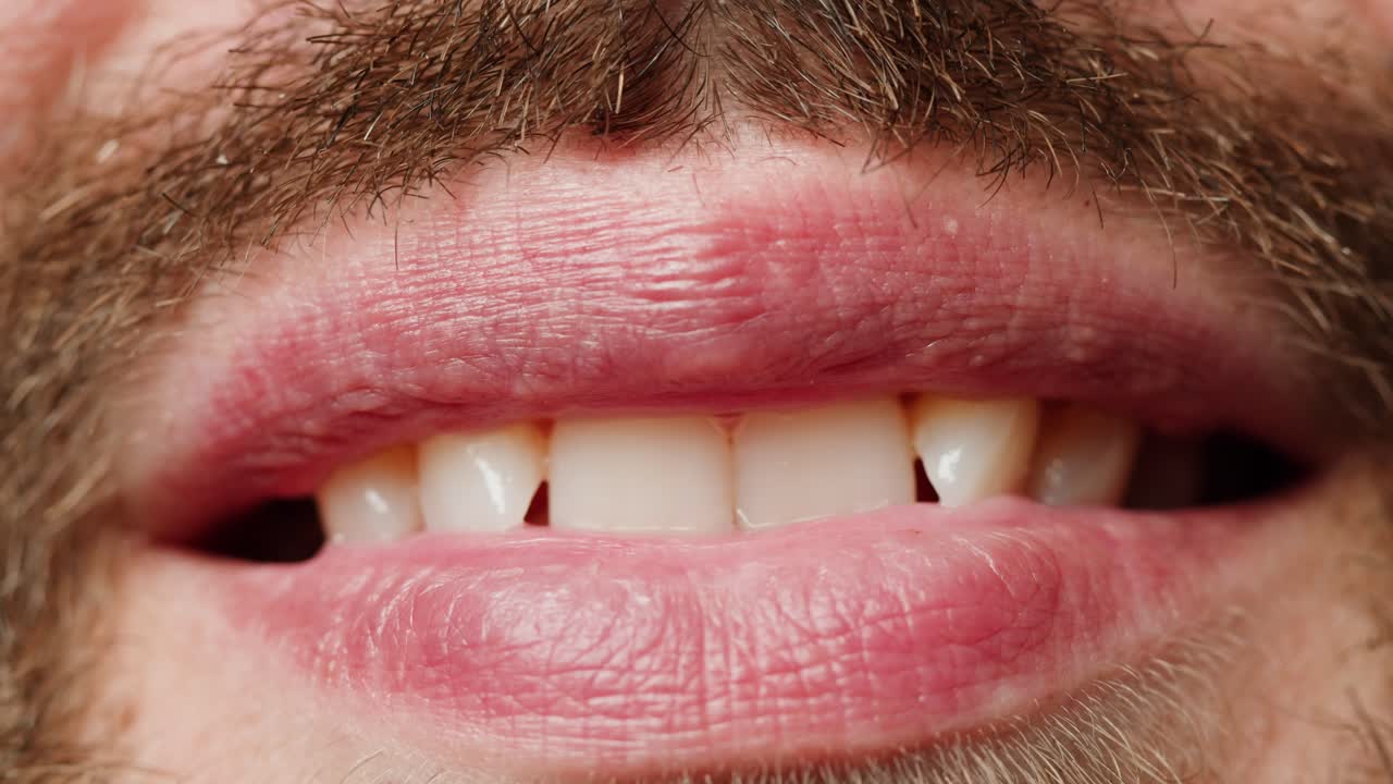 Close-up of a man's mouth and beard