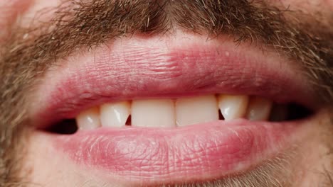 close-up of a man's mouth and beard