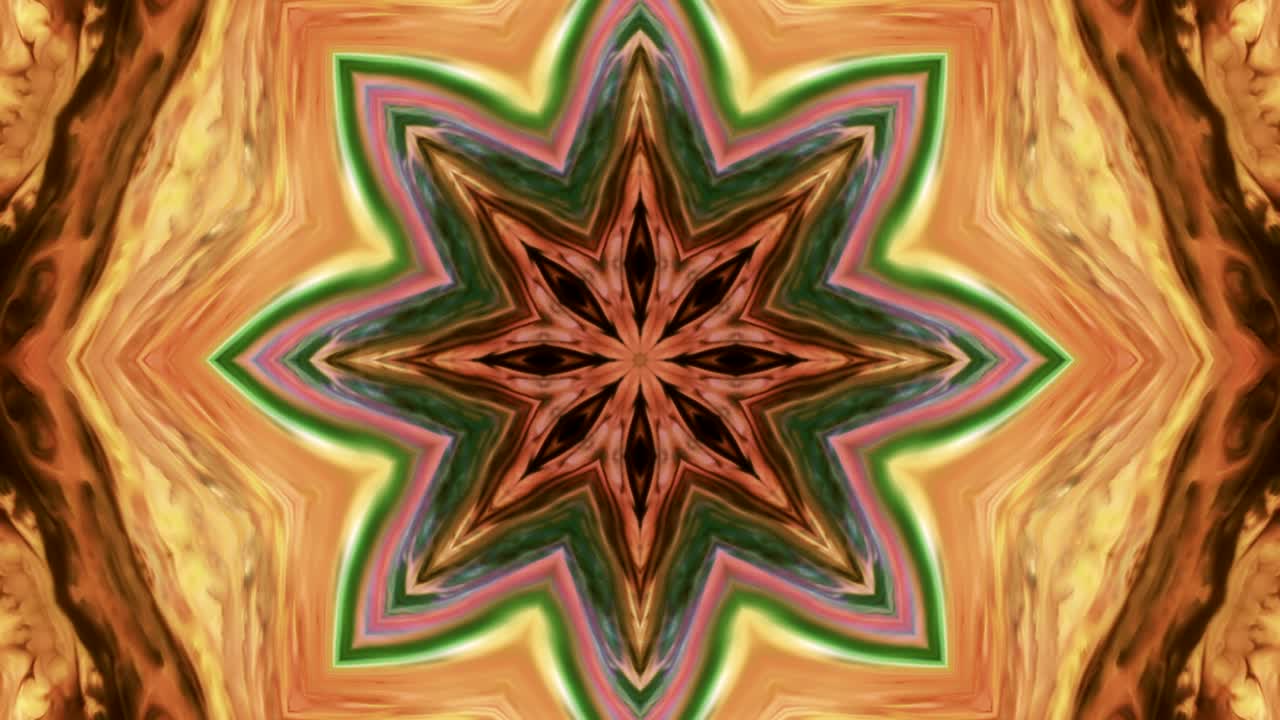 movimiento de caleidoscopio abstracto círculo geométrico y formas de estrellas