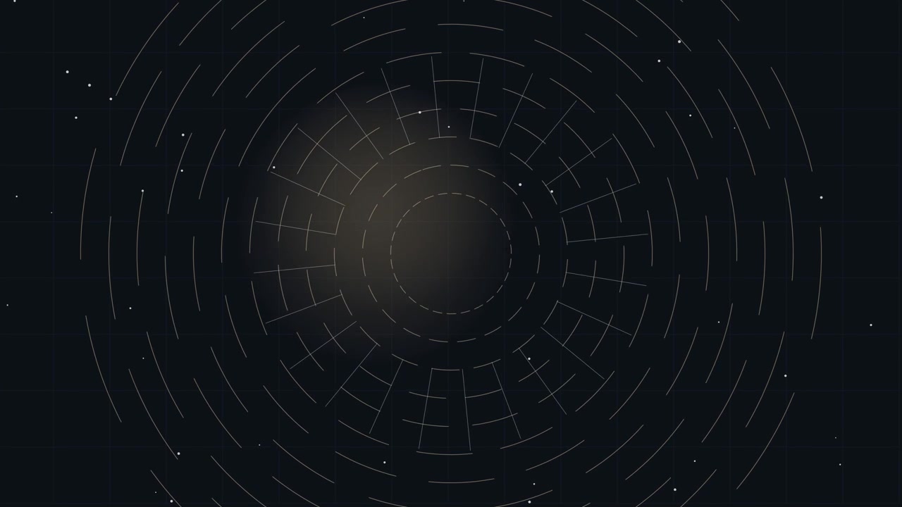 Abstract Digital Radial Grid Animation on Dark Background