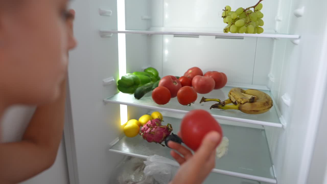 refrigerador abierto con productos frescos