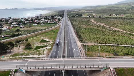 aerial view of a coastal highway in chile