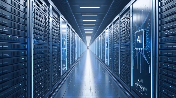 Artificial Intelligence Data Center Server Room Cloud Computing Machine Learning Mainframe Network Infrastructure Digital Processing Loop