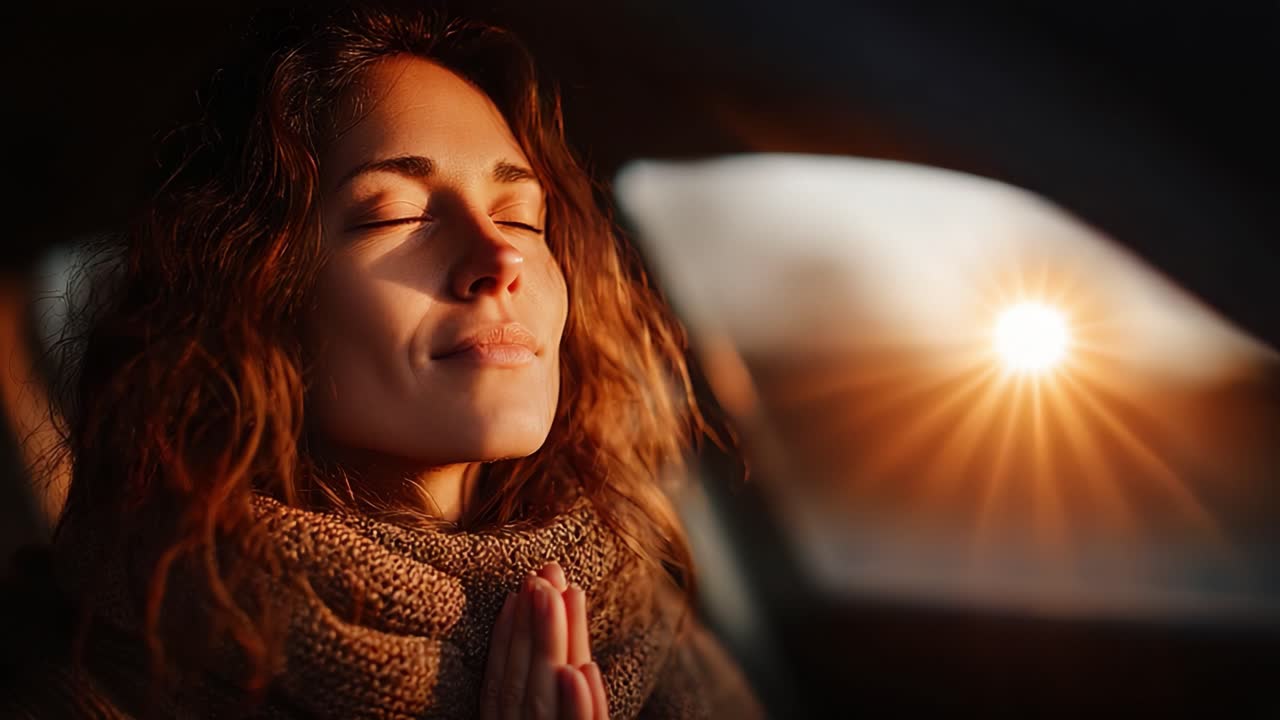 A Tranquil Moment: Embracing Serenity Amidst Nature's Beauty with a Reflected Glow of the Setting Sun