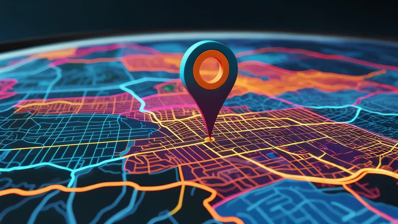 mapa digital de la ciudad con marcador de ubicación