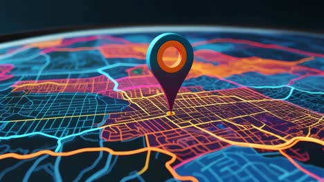 mapa digital de la ciudad con marcador de ubicación