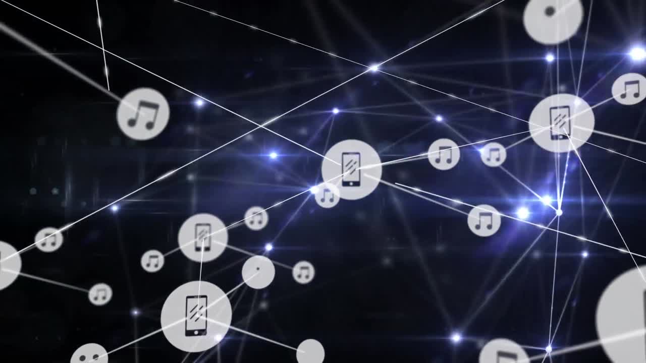 animación de redes de conexiones con iconos