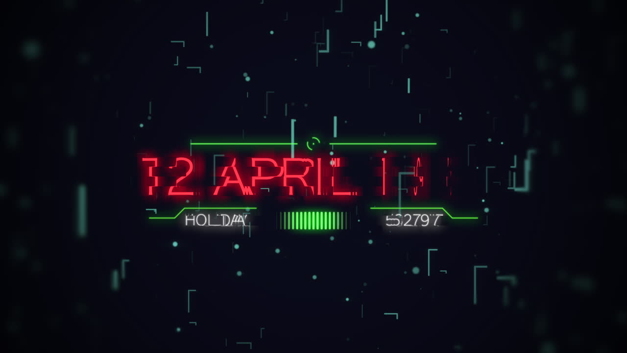 12 de abril de 1961 con líneas hud y elementos en pantalla digital.