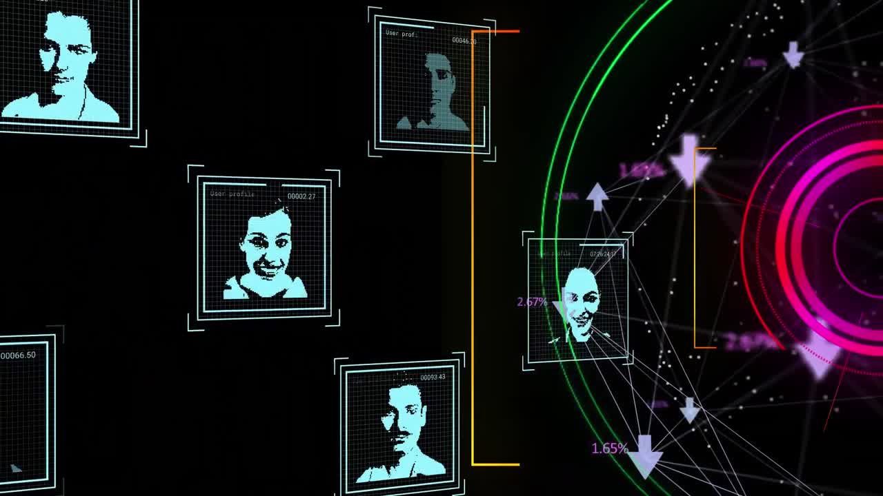 Animation of people's photos and data processing over scopes