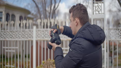 photographer taking photo outdoors