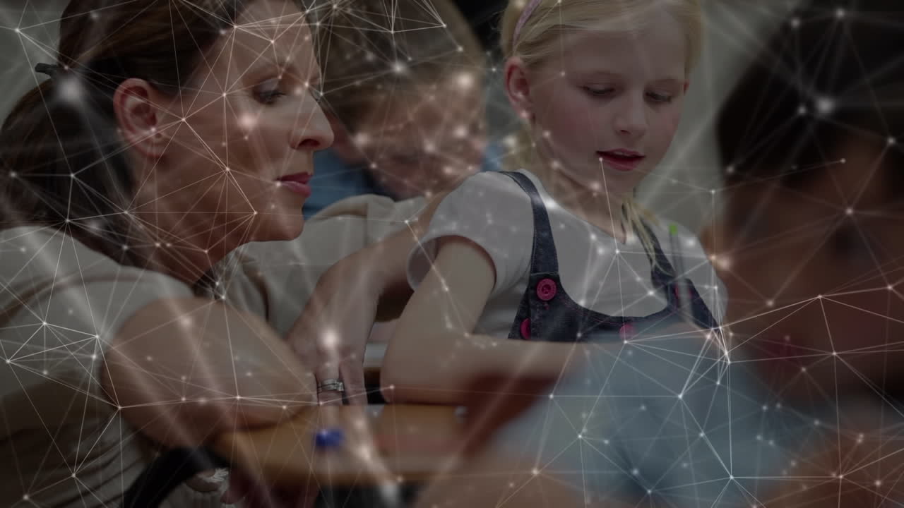 animación de la red de conexiones sobre la escritura de maestras y escolares