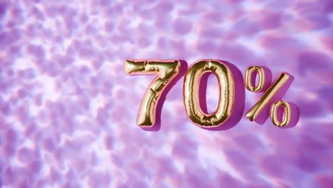 물 위에 떠다니는 70%의 황금색은 분홍색 배경에 물결을 일으킨다.