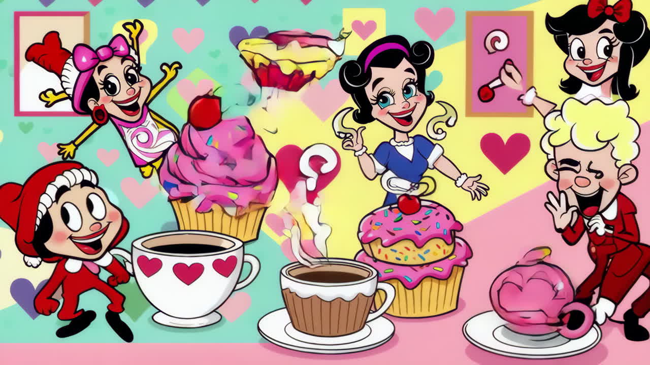 Cute Cartoon Coffee and Donuts