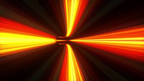 abstract red yellow fire in futuristic sci-fi virtual reality tunnel seamless loop. 4k 3d rendering grid tunnel with light lines vj motion graphics for science, technology, music video, edm.