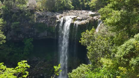 plano general de la enorme cascada kerikeri que se derrumba durante el día soleado en la jungla