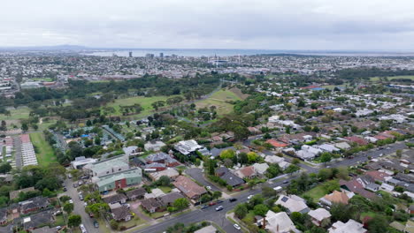 aerial orbital of geelong regional city australia from belmont
