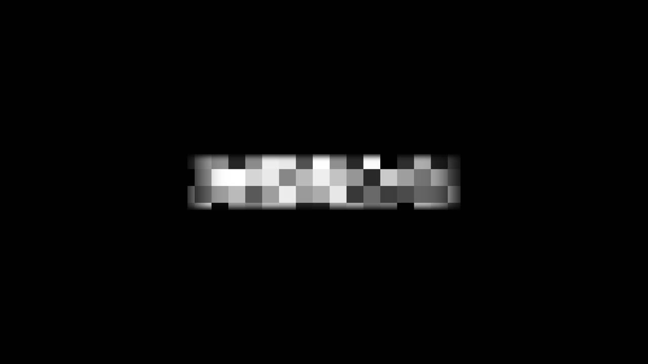 Pixeliseret digital glitch-effekt med skiftende tal på sort baggrund