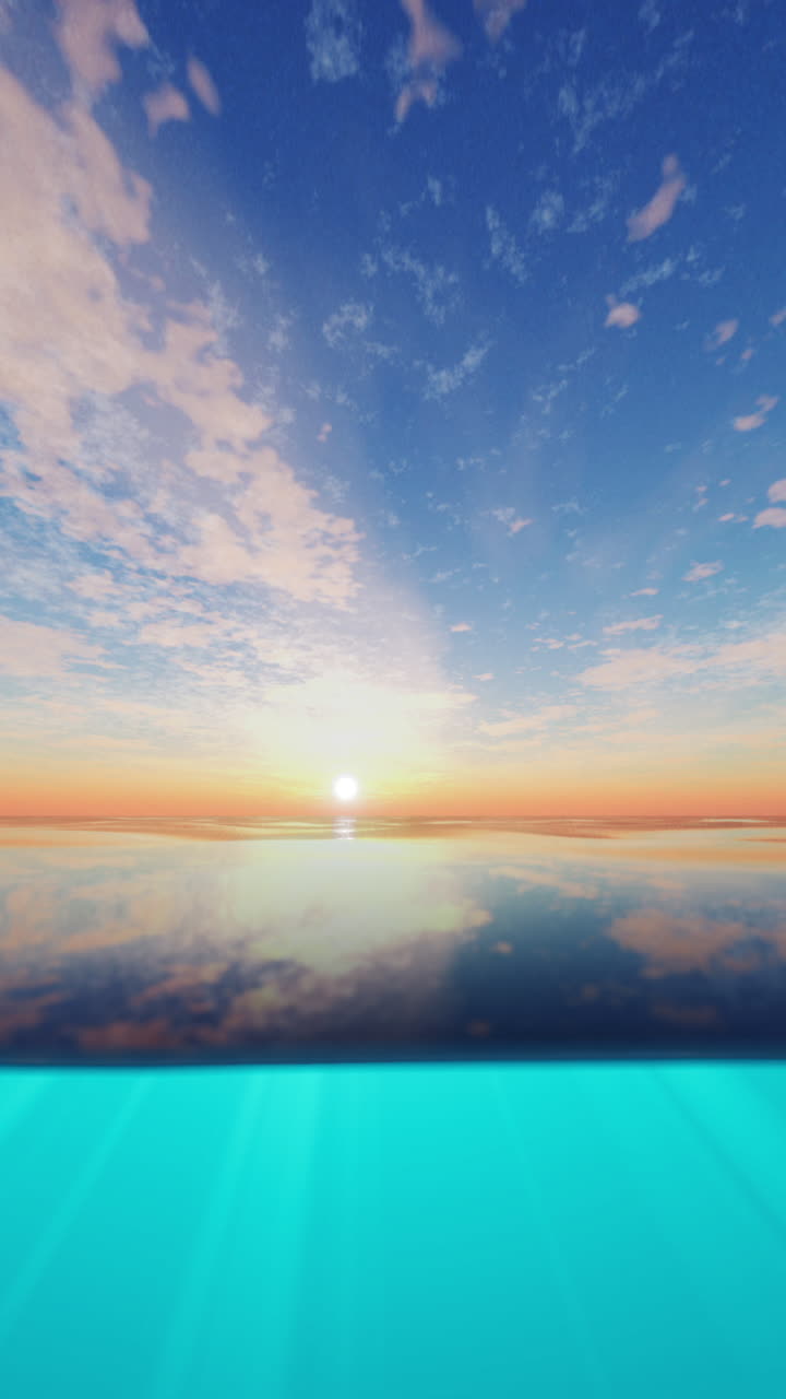 바다 위의 놀라운 일몰