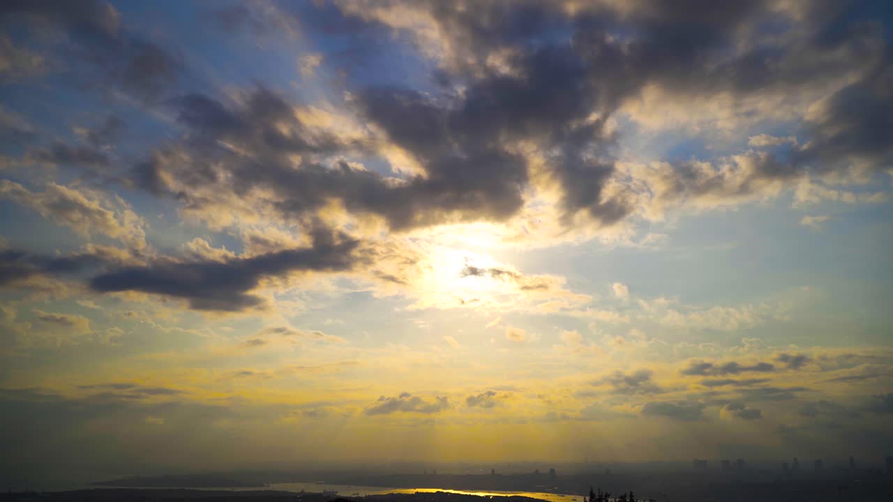 태양과 구름, 일몰.