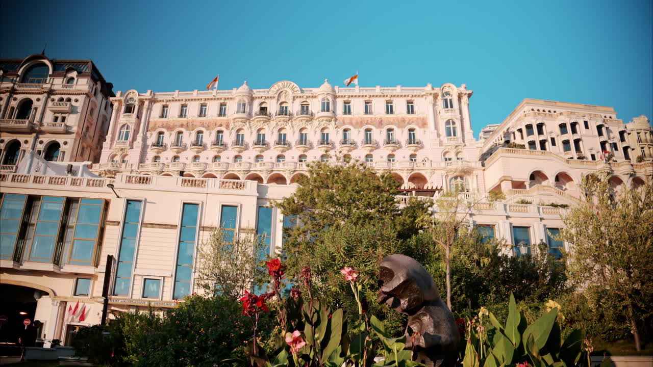 Monte Carlo, Monaco - October 14, 2024: The facade of Hotel de Paris in daylight