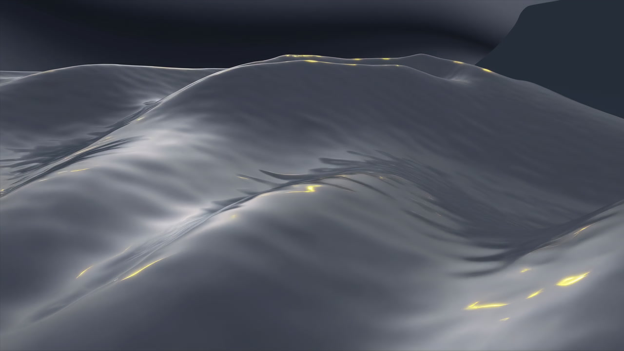 Silver Metallic Waves With Glowing Highlights Conveying Calm Futuristic Mood, Glossy Fluid Surface Rippling