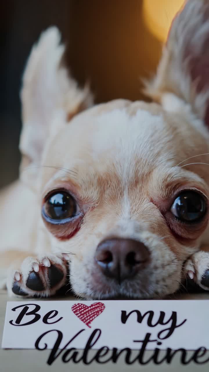 un lindo cachorro de chihuahua con un mensaje para el día de san valentín