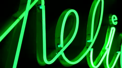 close shot of neon letters in slow motion