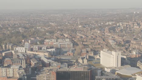 A-sweeping-aerial-view-of-the-city-Nottingham-Nottinghamshire-United-Kingdom