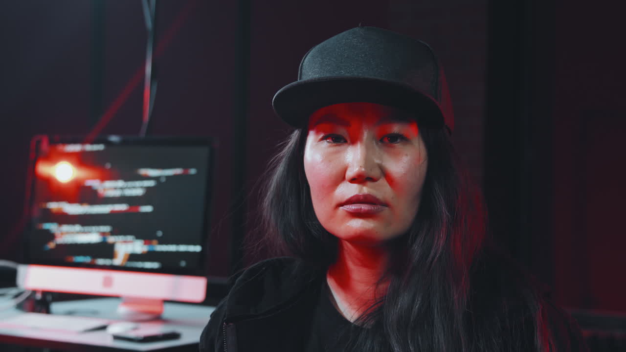 Arrested Female Criminal Hacker Posing