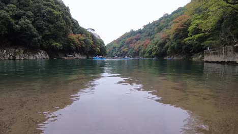 low angle shot of hozu river in arashiyama national park