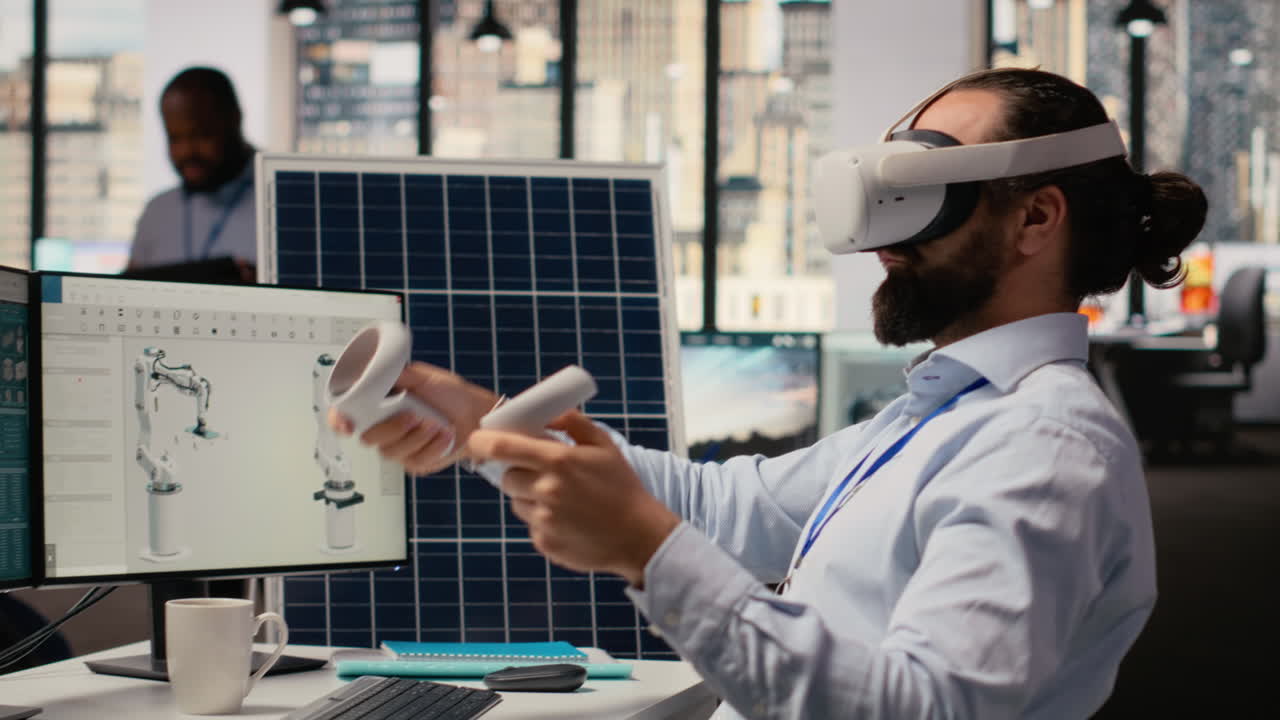 Rd Department Researcher Using Vr Headset To Study Solar Clean Energy Systems