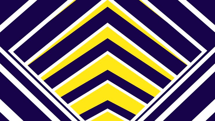 Tunnel con ombreggiatura piatta a movimento astratto, viola e giallo saltellanti, loop continuo